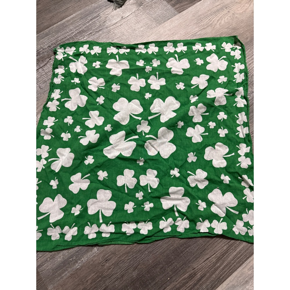 HER Accessories Green Shamrock Clover Print Cotton Bandana St Patricks Day Scarf